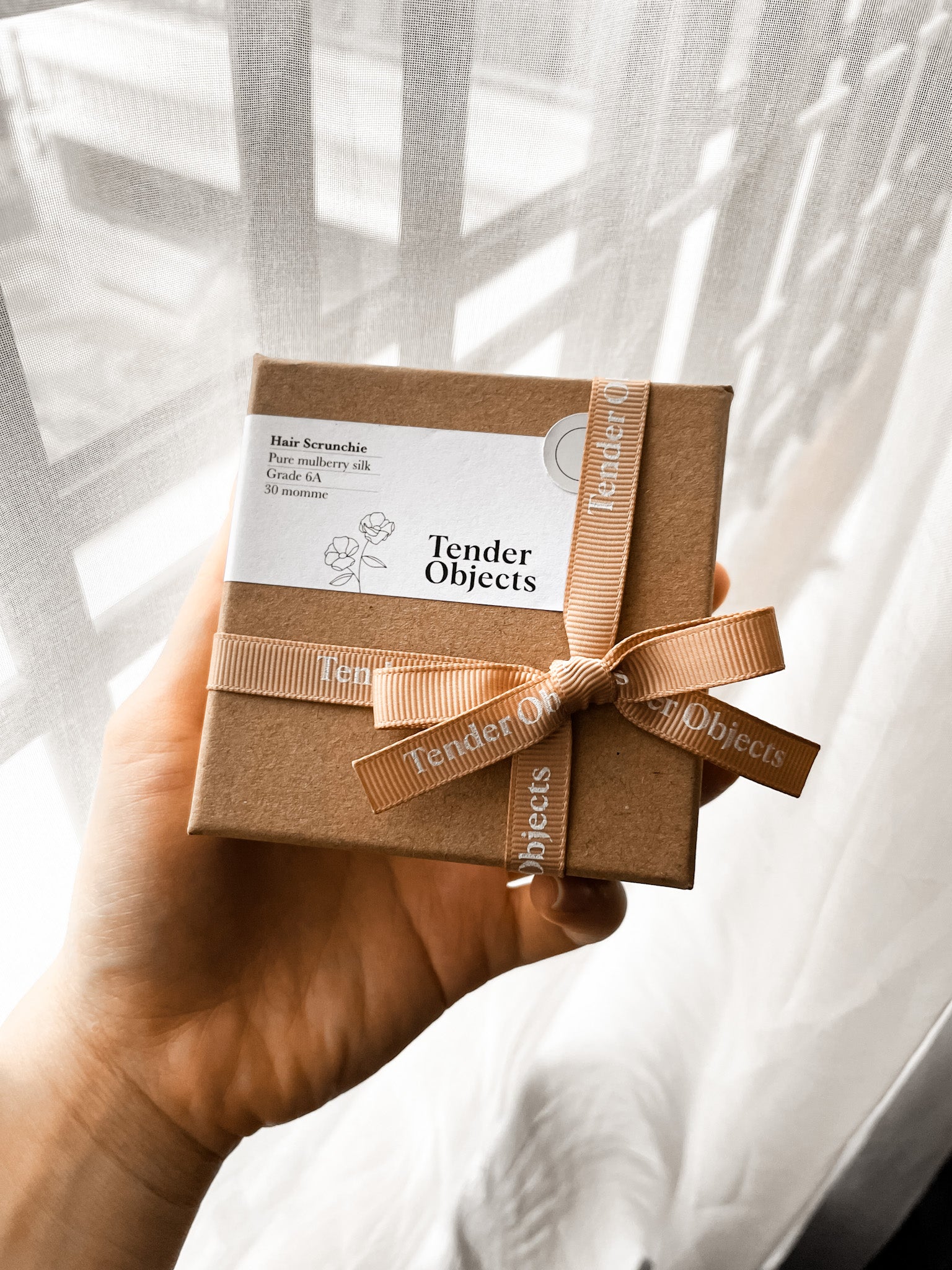 Tender Objects silk scrunchie packaging