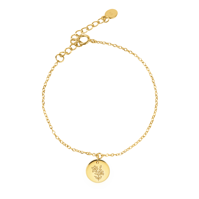 Tender Objects Fleur Essential Chain Bracelet - Stylish and customizable jewelry with birthflower charm, freshwater pearl, and gold-plated heart. A versatile accessory for chic and personalized looks on any occasion.