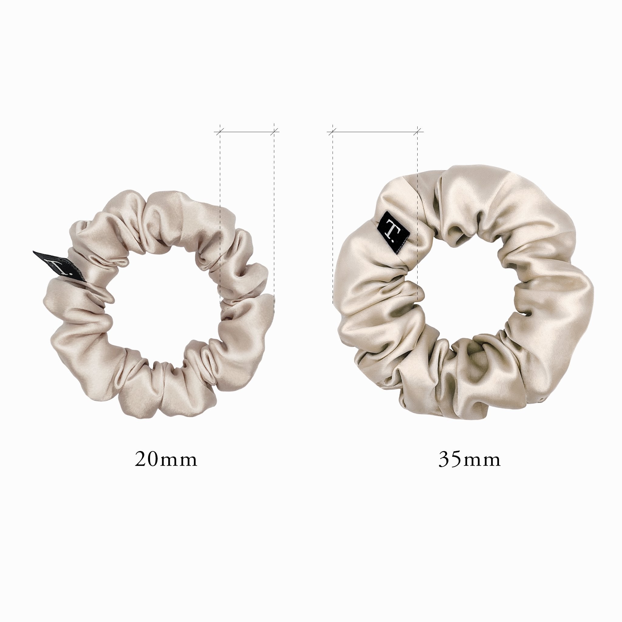 Tender Objects Silk Scrunchie size chart