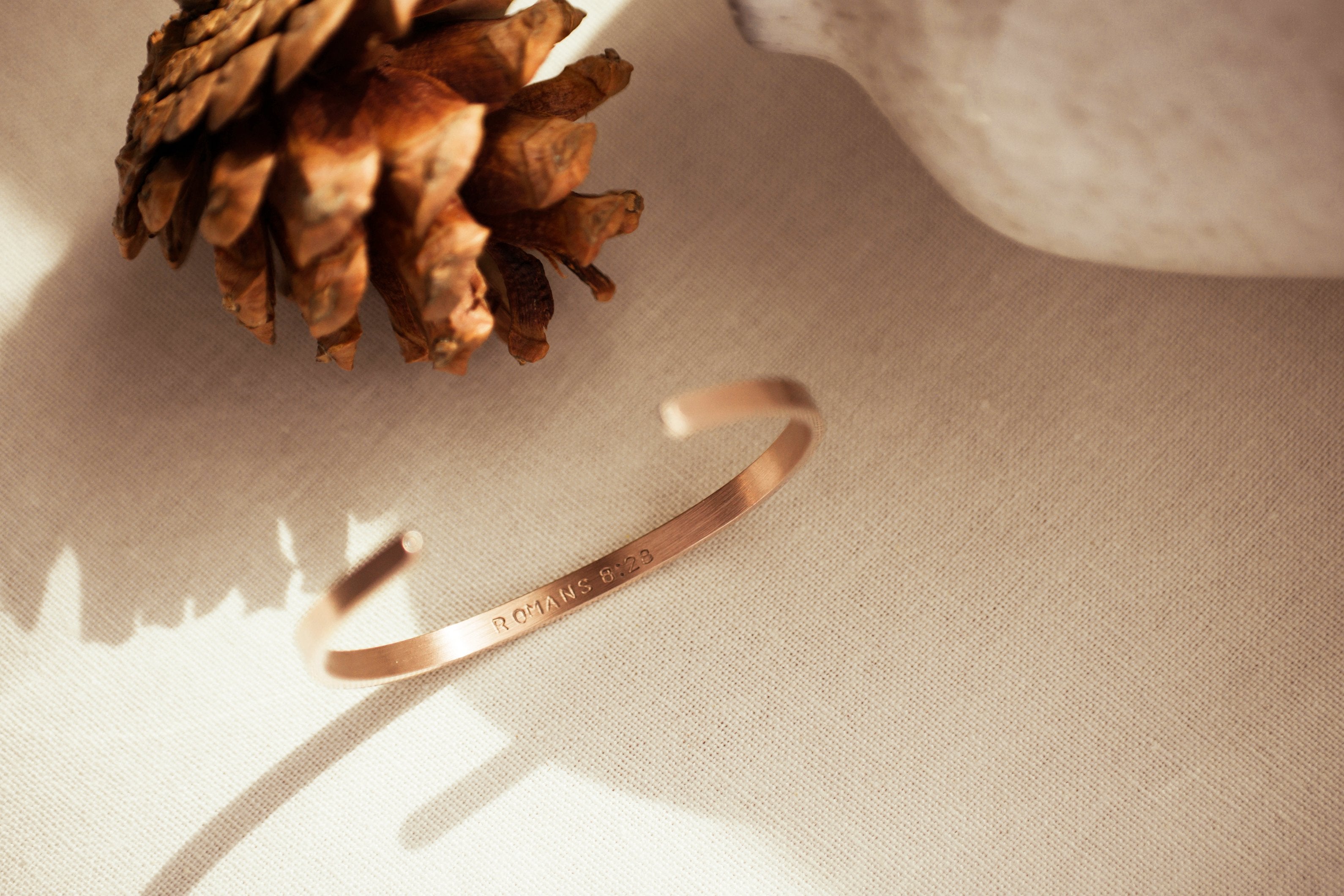 Merci Structured Cuff - Rose Gold with inner-center stamped text