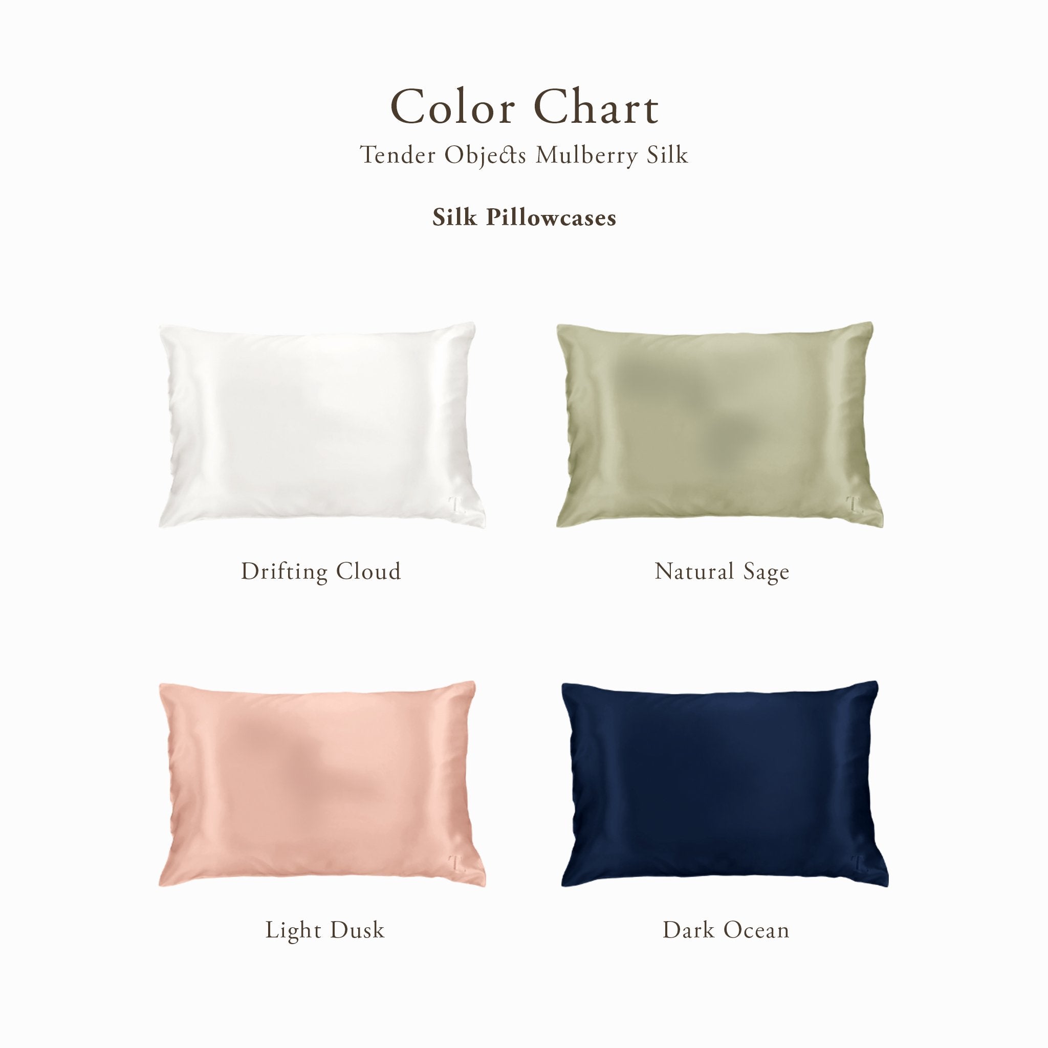 Tender Objects Silk Pillowcase colors