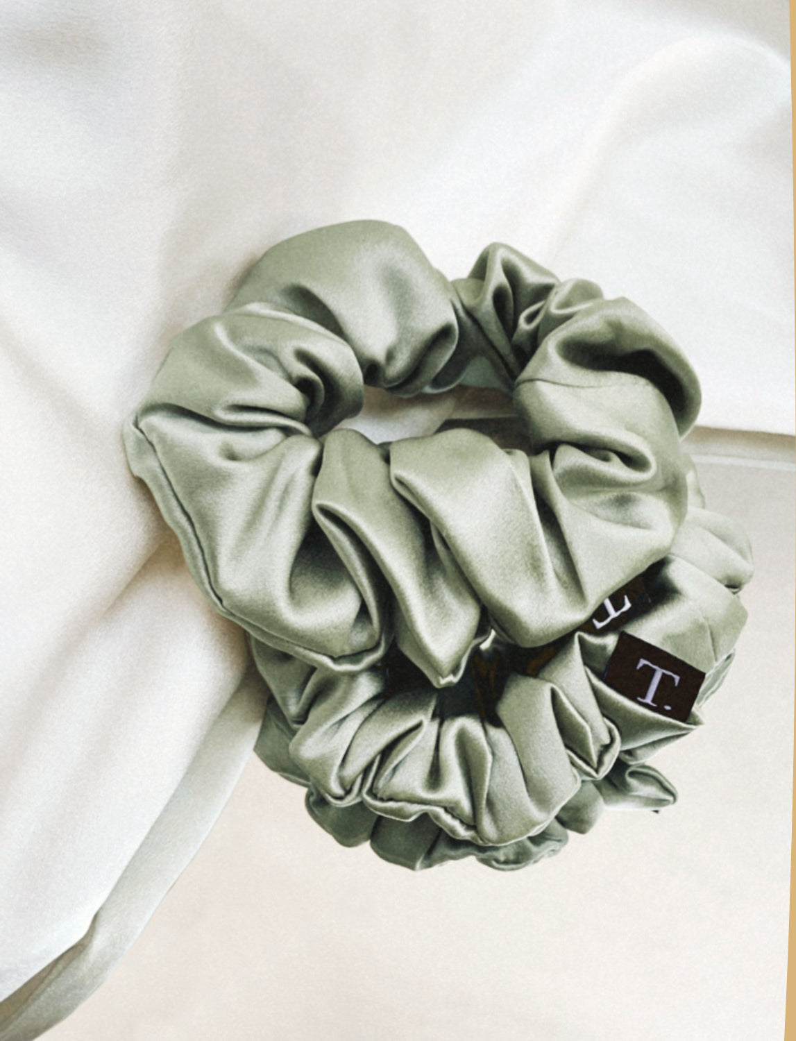 Tender Objects silk scrunchie in Natural Sage